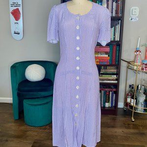 Rouje Paris Dress Purple Gingham S XS EU 34 Short Sleeve
